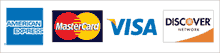 Pay with your American Express, MasterCard, Visa or Discover card