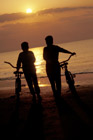 Bicycling at sunset