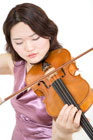 Concentrating on violin playing
